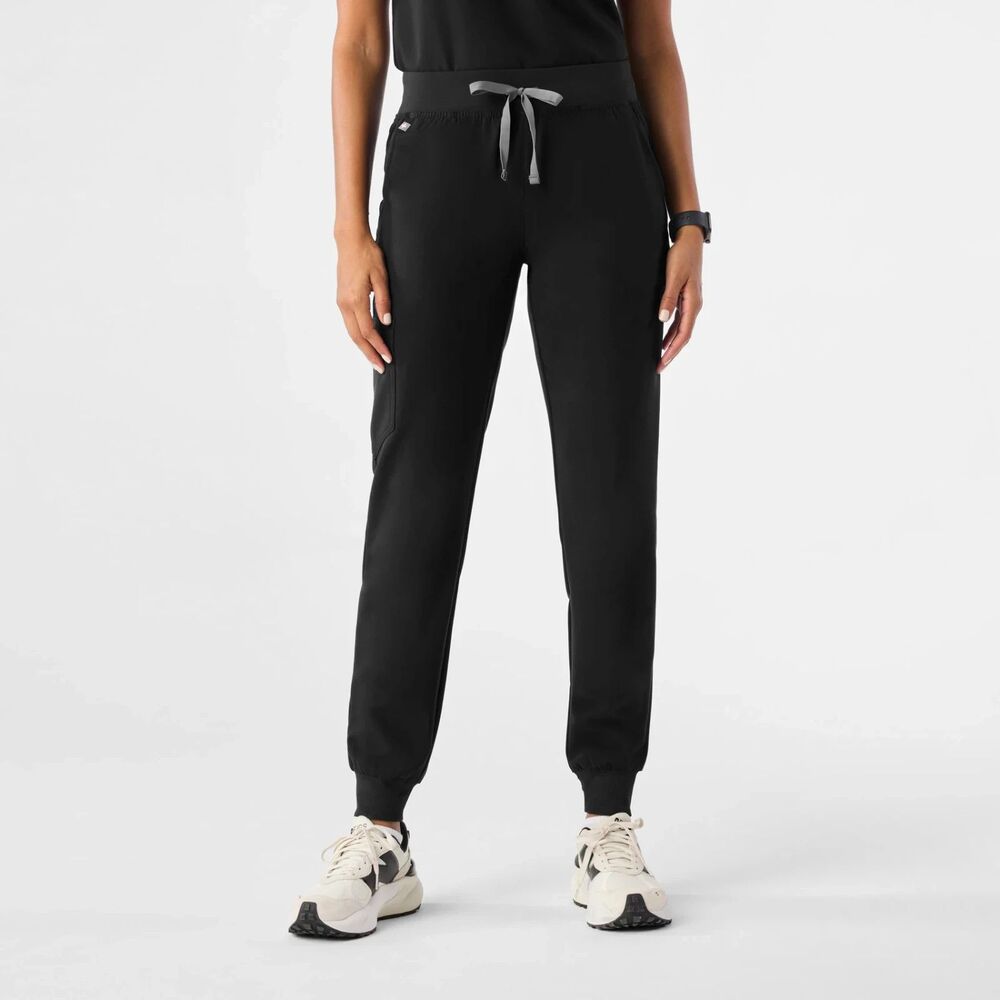 FIGS Zamora Jogger Scrub Pants Black Women’s Size S Technical Collection